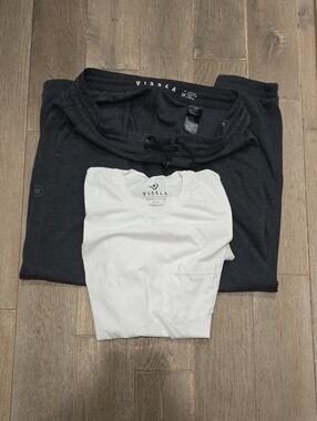 VISSLA Men's MEDIUM Short-Sleeve Pocket Tee in White and LARGE Gray Sweats